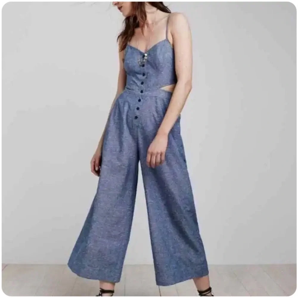 Madewell Black Wide Leg Jumpsuit with Button Detail - Picture 2 of 3
